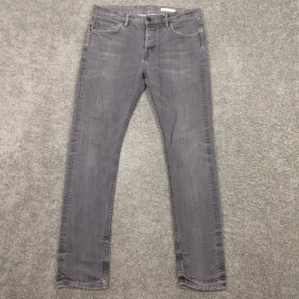 Allsaints Jeans Mens 32x30 Gray Cigarette Skinny Button Fly Flex Denim Pant Fade